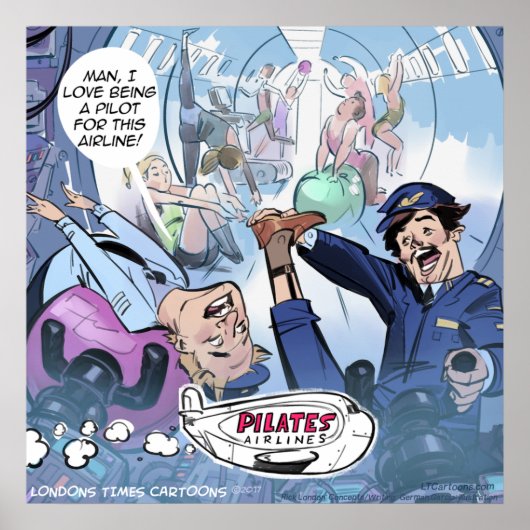 Piloten Pilates Airlines Grappige Rick Londen Post Poster (Voorkant)