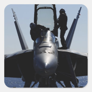 Piloten voeren een aan de vlucht voorafgaande insp vierkante sticker