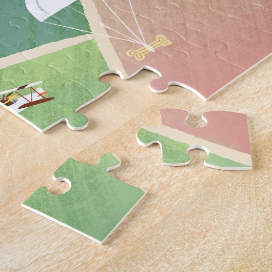 Pilotenhonden voor de aflevering van vliegtuigen legpuzzel (Zijkant)