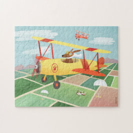 Pilotenhonden voor de aflevering van vliegtuigen legpuzzel