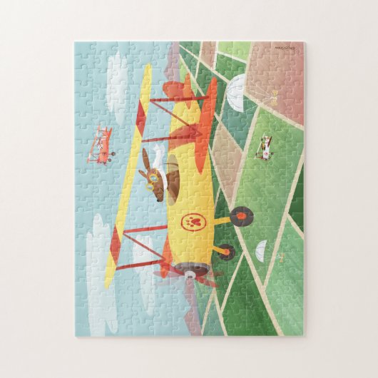 Pilotenhonden voor de aflevering van vliegtuigen legpuzzel (Verticaal)