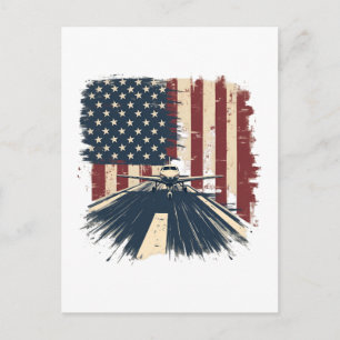 Pilotenvliegtuig Amerikaanse Vlaggenvliegtuig Feestdagenkaart