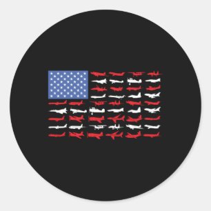 Pilotenvliegtuig Amerikaanse Vlaggenvliegtuig Ronde Sticker