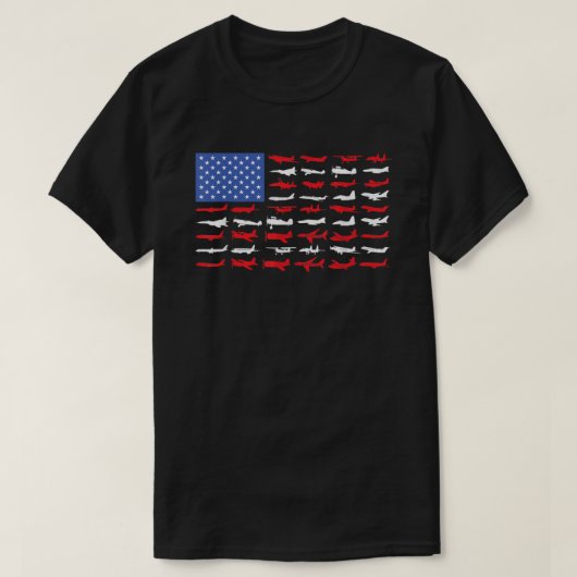 Pilotenvliegtuig Amerikaanse Vlaggenvliegtuig   T-shirt (Design voorkant)