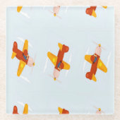 Pilotenvliegtuig in de lucht glazen onderzetter (Voorkant)