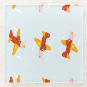 Pilotenvliegtuig in de lucht glazen onderzetter