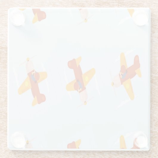 Pilotenvliegtuig in de lucht glazen onderzetter (Achterkant)