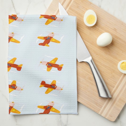 Pilotenvliegtuig in de lucht theedoek (Quarter Fold)