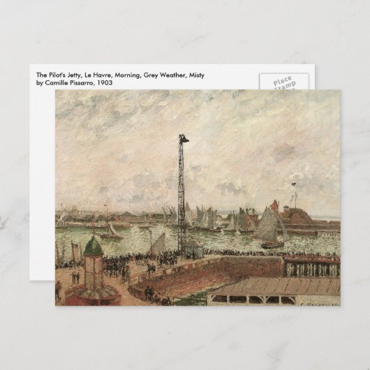 Pilot's Jetty, Le Havre, Misty van Camille Pissarr Briefkaart (Voorkant / Achterkant)