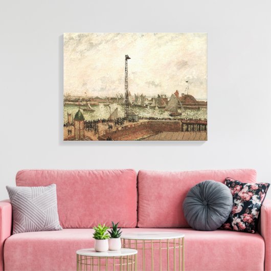 Pilot's Jetty, Le Havre, Misty van Camille Pissarr Canvas Afdruk (Insitu (Woonkamer))