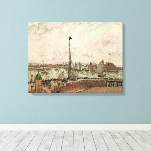 Pilot's Jetty, Le Havre, Misty van Camille Pissarr Canvas Afdruk (Insitu (Houten vloer))