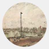 Pilot's Jetty, Le Havre, Misty van Camille Pissarr Ronde Sticker (Voorkant)
