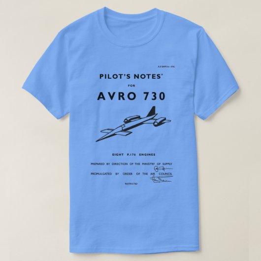 Pilots Notes for Avro  T-shirt (Design voorkant)