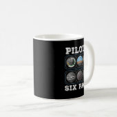 Pilot's Six Pack T-Shirt | Vluchtinstrumenten Avia Koffiemok (Voorkant rechts)