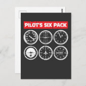 Pilot's Six Pack Vliegtuigenluchtvaart Briefkaart (Voorkant / Achterkant)