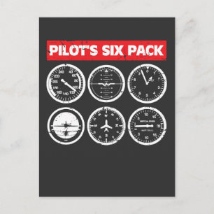 Pilot's Six Pack Vliegtuigenluchtvaart Briefkaart