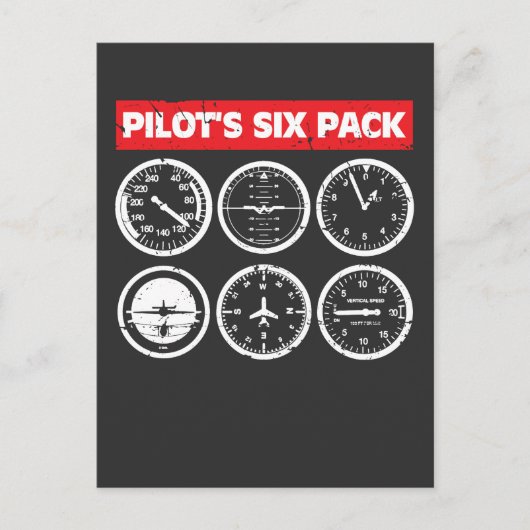 Pilot's Six Pack Vliegtuigenluchtvaart Briefkaart (Voorkant)
