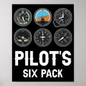 Pilot's Six Pack Vliegtuigenluchtvaart Poster (Voorkant)