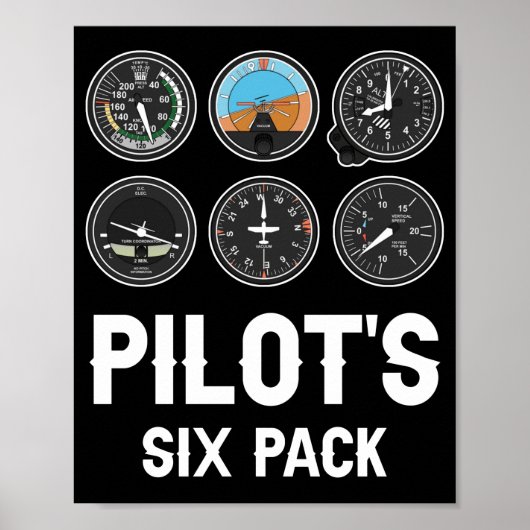 Pilot's Six Pack Vliegtuigenluchtvaart Poster (Voorkant)