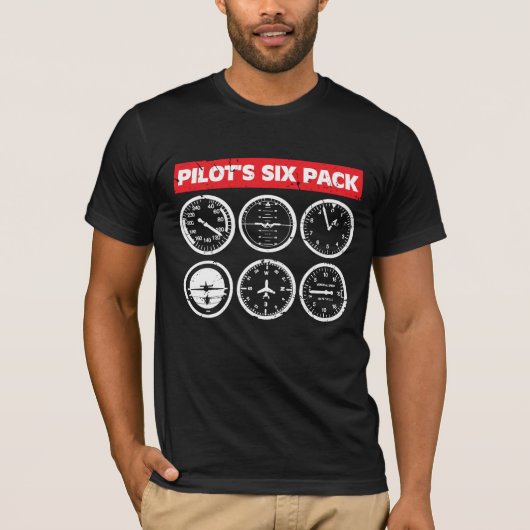 Pilot's Six Pack Vliegtuigenluchtvaart T-shirt (Voorkant)