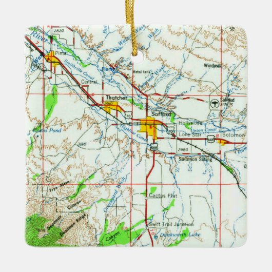 Pima AZ Vintage Topo Keramisch Ornament (Voorkant)