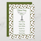 Pimento Olife Martini Party Menu Kaart (Voorkant / Achterkant)