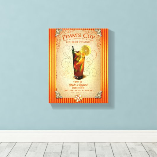 Pimm's Cup Cocktail Canvas Afdruk (Insitu (Houten vloer))