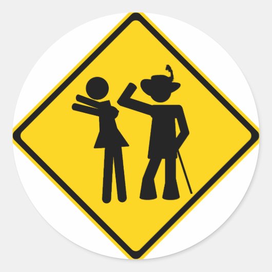 Pimp Backhand Road Sign Ronde Sticker (Voorkant)
