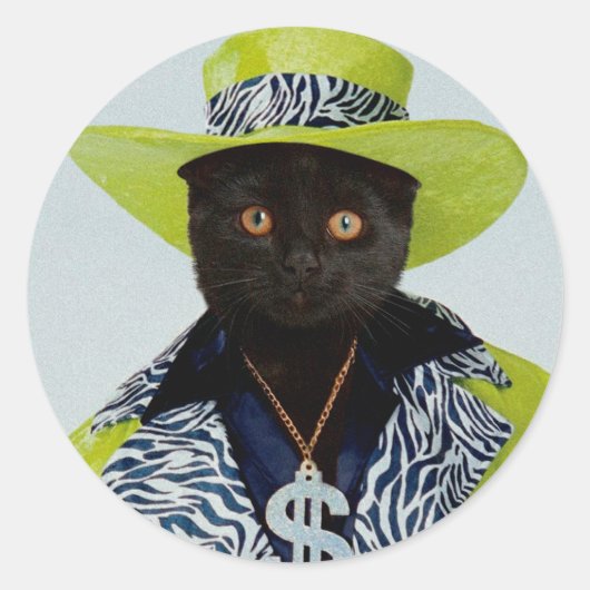 Pimp Cat Ronde Sticker (Voorkant)