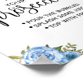 Pimp je prosecco blauwe bloem bruiloftsborrel bord poster (Hoek)