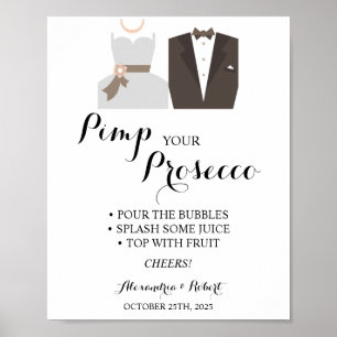Pimp je Prosecco Bruid & Bruidegom Huwelijksposter Poster