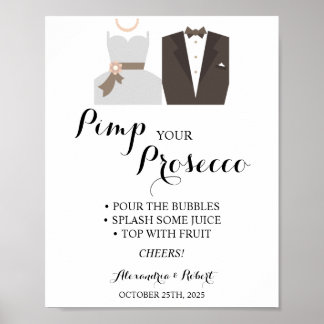 Pimp je Prosecco Bruid & Bruidegom Huwelijksposter Poster