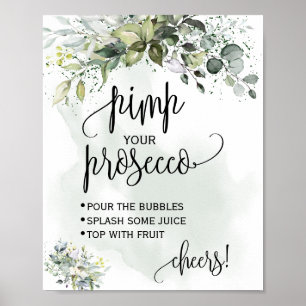 Pimp je prosecco eucalyptus sappige groene bord poster