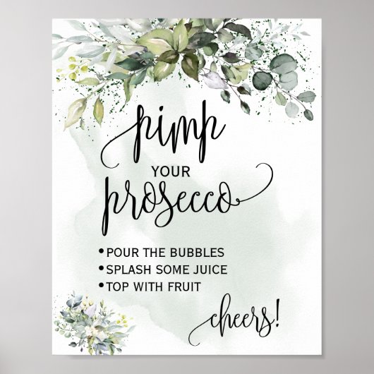 Pimp je prosecco eucalyptus sappige groene bord poster (Voorkant)