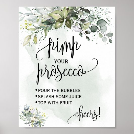 Pimp je prosecco eucalyptus succulente groene bord poster (Voorkant)