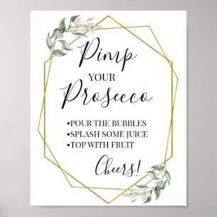 Pimp je prosecco groen goud regenboog bord poster