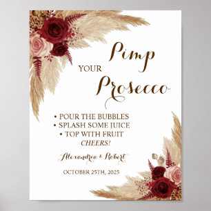 Pimp je Prosecco Pampas Grass Wedding Poster