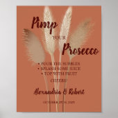 Pimp je Prosecco Pampas Grass Wedding Sign Poster (Voorkant)