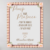 Pimp je Prosecco Roze Bloemstuk Bruiloft Poster (Voorkant)