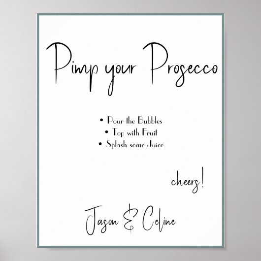 Pimp je Prosecco Trouwbord Poster (Voorkant)