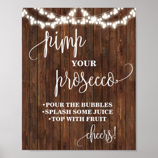 Pimp je Prosecco Western Bruidsdouche Bruiloft Poster (Voorkant)