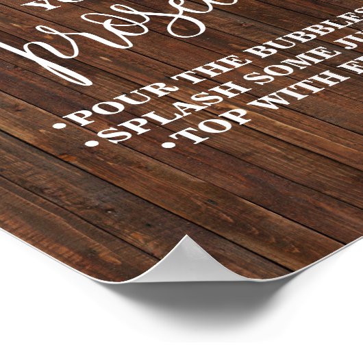 Pimp je Prosecco Western Bruidsfeest Bruiloft Poster (Hoek)