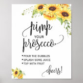 Pimp je prosecco zonnebloemen bloemstuk bord poster (Voorkant)