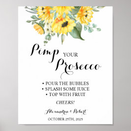 Pimp je Prosecco Zonnebloemen Groene Huwelijk Poster