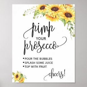 Pimp je prosecco zonnebloemen onder florale douche poster