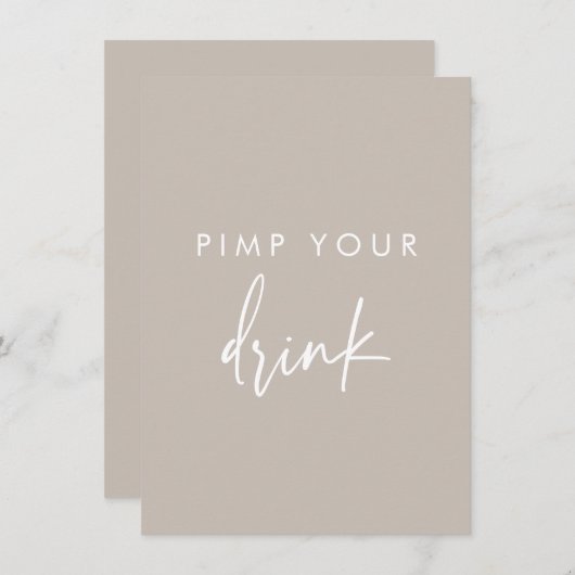 Pimp Uw Drink Taupe Script Weddenschap (Voorkant / Achterkant)
