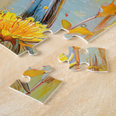 Pimpelmees in Impressionistisch Landschap Legpuzzel (Zijkant)