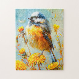 Pimpelmees in Impressionistisch Landschap Legpuzzel