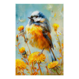 Pimpelmees in Impressionistisch Landschap Perfect Poster