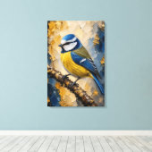 Pimpelmees Luxe Impasto Canvasprint Canvas Afdruk (Insitu (Houten vloer))